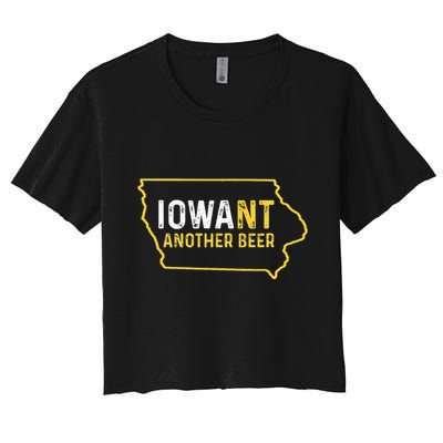 Funny Iowa Beer Distressed Iowa State Map Crop Top