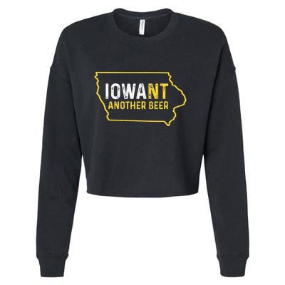 Funny Iowa Beer Distressed Iowa State Map Cropped Pullover Crew