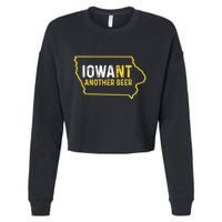 Funny Iowa Beer Distressed Iowa State Map Cropped Pullover Crew
