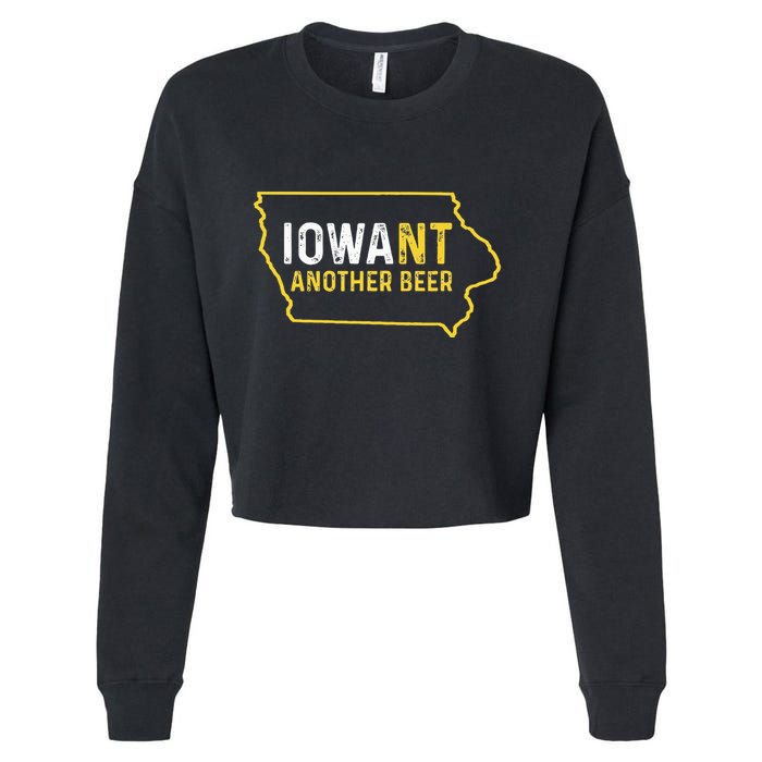 Funny Iowa Beer Distressed Iowa State Map Cropped Pullover Crew
