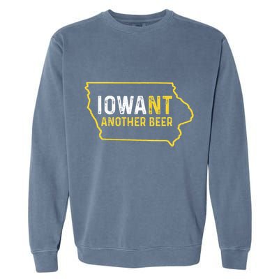 Funny Iowa Beer Distressed Iowa State Map Garment-Dyed Sweatshirt