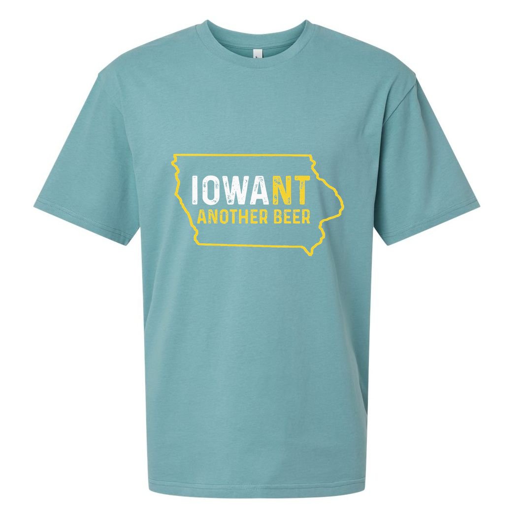 Funny Iowa Beer Distressed Iowa State Map Sueded Cloud Jersey T-Shirt