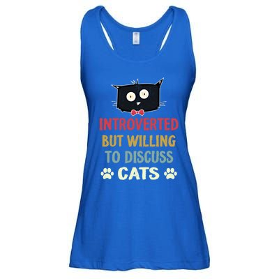 Funny Introverted But Willing To Discuss Cats Gift Ladies Essential Flowy Tank