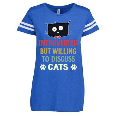 Funny Introverted But Willing To Discuss Cats Gift Enza Ladies Jersey Football T-Shirt