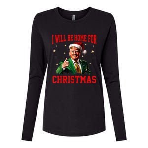 Funny ILl Be Home For Christmas Santa Trump Xmas 2024 Womens Cotton Relaxed Long Sleeve T-Shirt