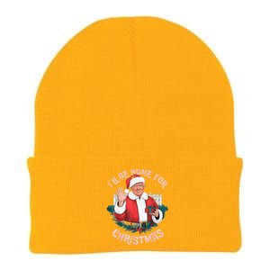 Funny ILl Be Home For Christmas Santa Trump Political Pjs Knit Cap Winter Beanie