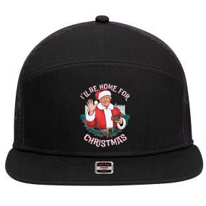 Funny ILl Be Home For Christmas Santa Trump Political Pjs 7 Panel Mesh Trucker Snapback Hat