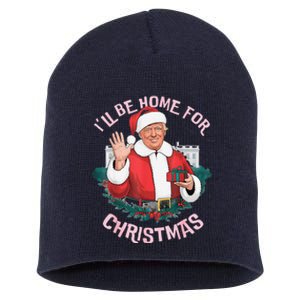 Funny ILl Be Home For Christmas Santa Trump Political Pjs Short Acrylic Beanie