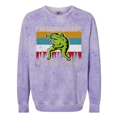 Funny I Beg To Differ Frog Japanese Amphibian Frog Colorblast Crewneck Sweatshirt