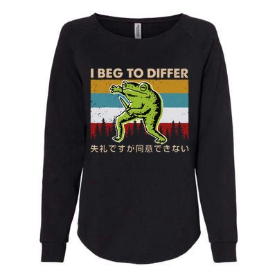 Funny I Beg To Differ Frog Japanese Amphibian Frog Womens California Wash Sweatshirt