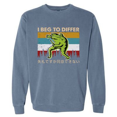 Funny I Beg To Differ Frog Japanese Amphibian Frog Garment-Dyed Sweatshirt