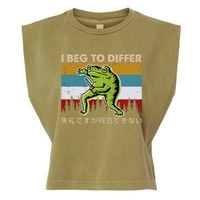 Funny I Beg To Differ Frog Japanese Amphibian Frog Garment-Dyed Women's Muscle Tee