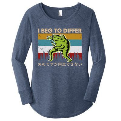 Funny I Beg To Differ Frog Japanese Amphibian Frog Women's Perfect Tri Tunic Long Sleeve Shirt