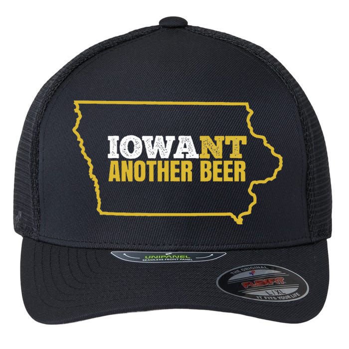 Funny Iowa Beer Distressed Iowa State Map Flexfit Unipanel Trucker Cap