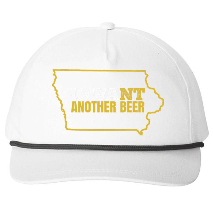 Funny Iowa Beer Distressed Iowa State Map Snapback Five-Panel Rope Hat