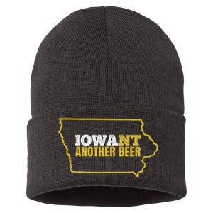 Funny Iowa Beer Distressed Iowa State Map Sustainable Knit Beanie