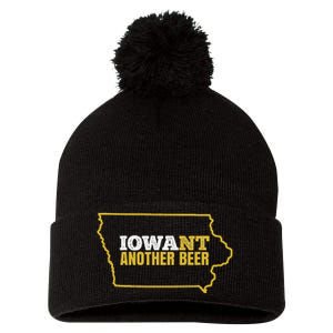 Funny Iowa Beer Distressed Iowa State Map Pom Pom 12in Knit Beanie