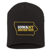 Funny Iowa Beer Distressed Iowa State Map Short Acrylic Beanie