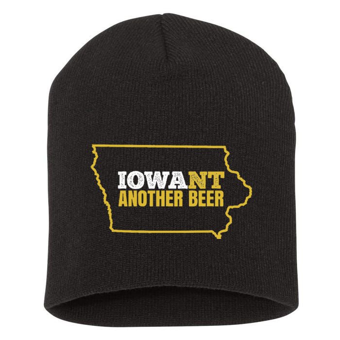 Funny Iowa Beer Distressed Iowa State Map Short Acrylic Beanie