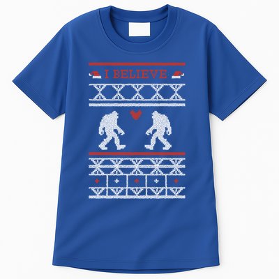 Funny I Believe Sasquatch Ugly Christmas Sweater Bigfoot Gift Tall T-Shirt