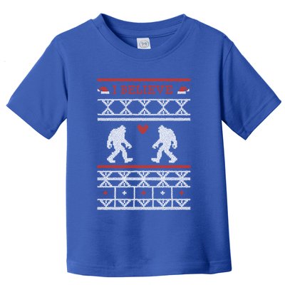 Funny I Believe Sasquatch Ugly Christmas Sweater Bigfoot Gift Toddler T-Shirt