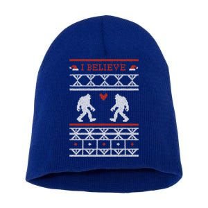 Funny I Believe Sasquatch Ugly Christmas Sweater Bigfoot Gift Short Acrylic Beanie