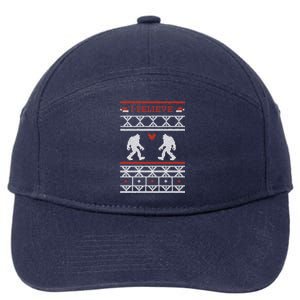 Funny I Believe Sasquatch Ugly Christmas Sweater Bigfoot Gift 7-Panel Snapback Hat