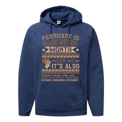 February Is Black History Month African American Gift Performance Fleece Hoodie