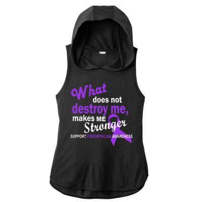 Fibromyalgia Make Me Stronger Ladies PosiCharge Tri-Blend Wicking Draft Hoodie Tank