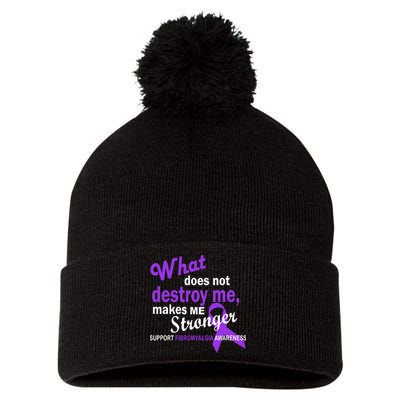 Fibromyalgia Make Me Stronger Pom Pom 12in Knit Beanie