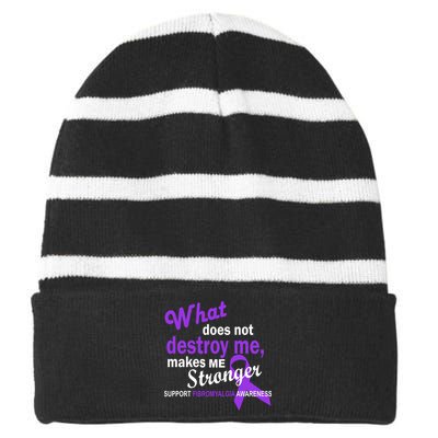 Fibromyalgia Make Me Stronger Striped Beanie with Solid Band