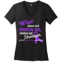 Fibromyalgia Make Me Stronger Women's V-Neck T-Shirt