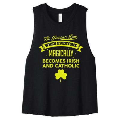 Funny Irish Catholic Saint Patrick's Day Women's Racerback Cropped Tank