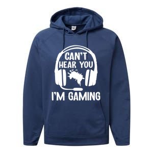 Funny I CanT Hear You IM Gaming Computer Video Gamers Funny Gift Performance Fleece Hoodie