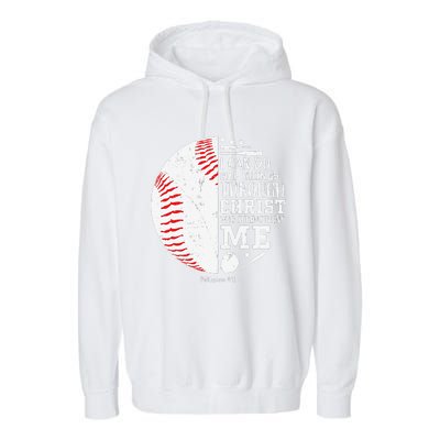 Funny I Can Do All Things Through Christ Who Strengthens Me Baseball Garment-Dyed Fleece Hoodie