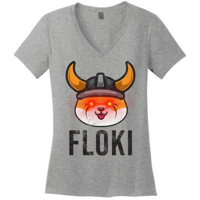 Floki Inu Cryptocurrency Lover Vintage Women's V-Neck T-Shirt