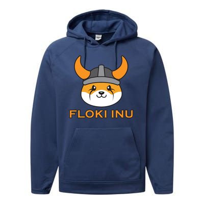 Floki Inu Crypto Currency Vikings Crypto Meme Performance Fleece Hoodie