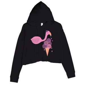 Flamingo Ice Cream Summer Vacay Party Beach Vibes Gift Crop Fleece Hoodie