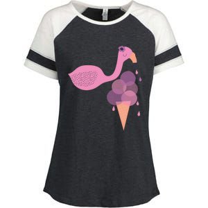 Flamingo Ice Cream Summer Vacay Party Beach Vibes Gift Enza Ladies Jersey Colorblock Tee