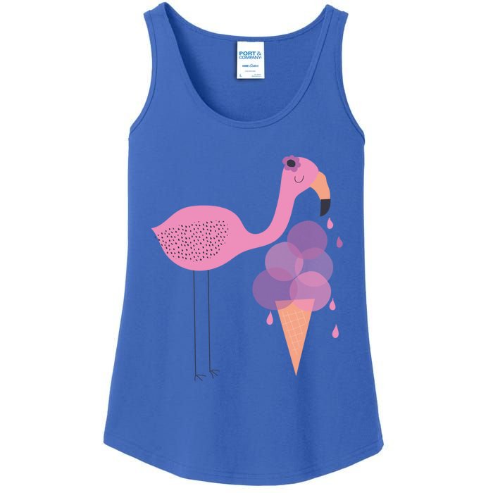 Flamingo Ice Cream Summer Vacay Party Beach Vibes Gift Ladies Essential Tank