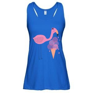 Flamingo Ice Cream Summer Vacay Party Beach Vibes Gift Ladies Essential Flowy Tank