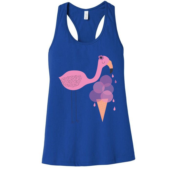 Flamingo Ice Cream Summer Vacay Party Beach Vibes Gift Women's Racerback Tank