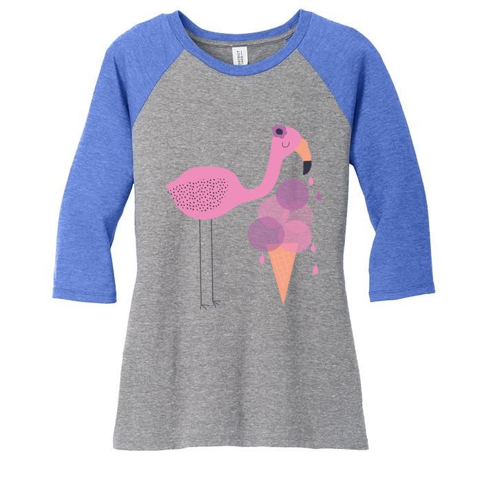 Flamingo Ice Cream Summer Vacay Party Beach Vibes Gift Women's Tri-Blend 3/4-Sleeve Raglan Shirt