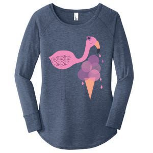 Flamingo Ice Cream Summer Vacay Party Beach Vibes Gift Women's Perfect Tri Tunic Long Sleeve Shirt