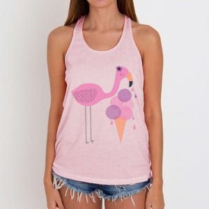 Flamingo Ice Cream Summer Vacay Party Beach Vibes Gift Women's Knotted Racerback Tank