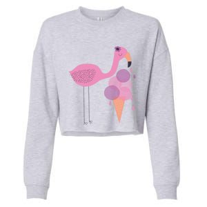 Flamingo Ice Cream Summer Vacay Party Beach Vibes Gift Cropped Pullover Crew