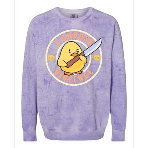 Funny I Choose Violence Baby Chick With Knife Colorblast Crewneck Sweatshirt