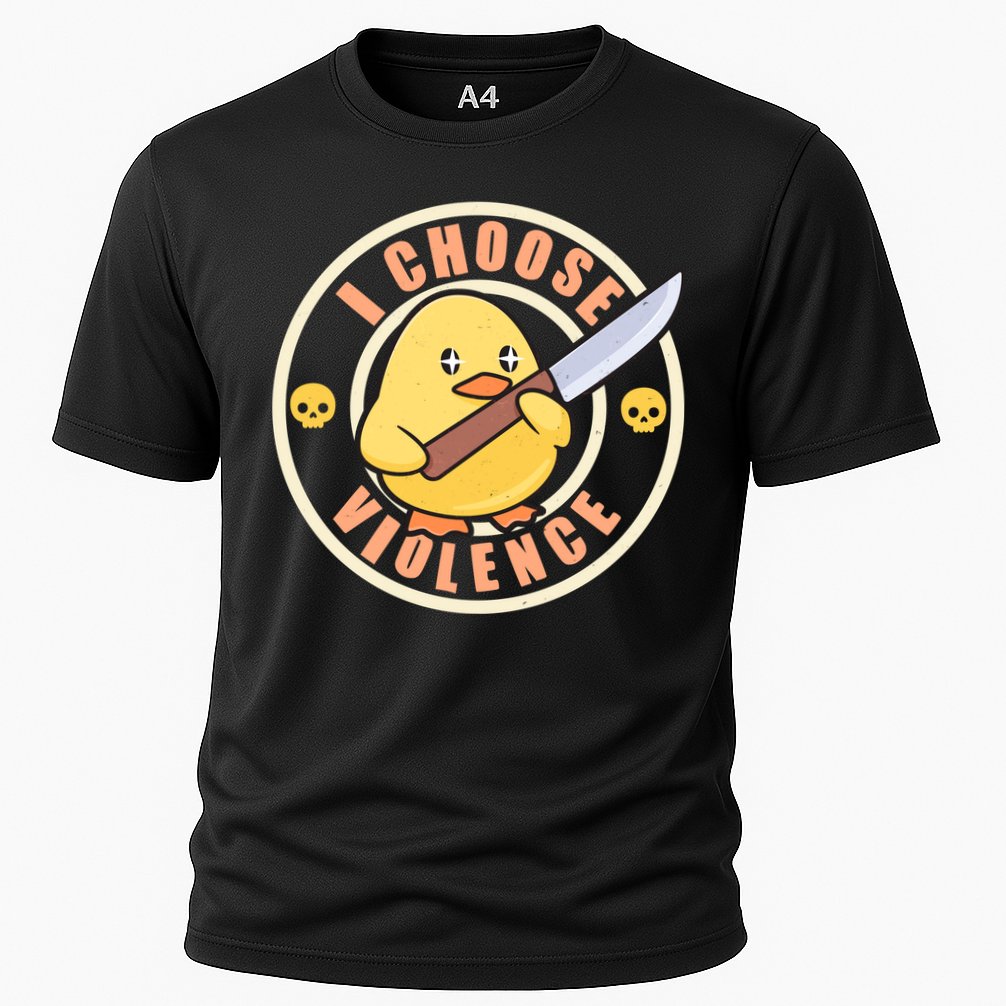 Funny I Choose Violence Baby Chick With Knife Cooling Performance Crew T-Shirt