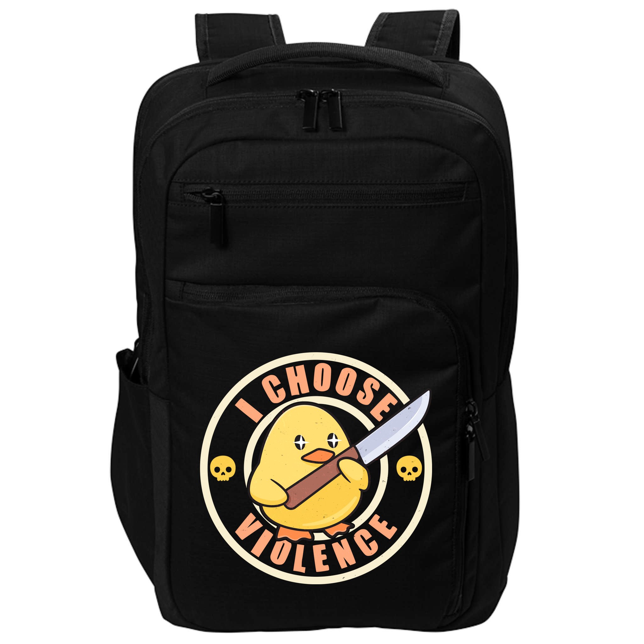 Funny I Choose Violence Baby Chick With Knife Impact Tech Backpack