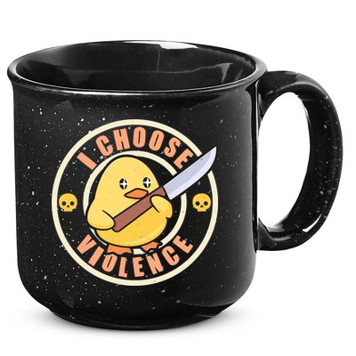 Funny I Choose Violence Baby Chick With Knife 15oz Campfire Ceramic Mug